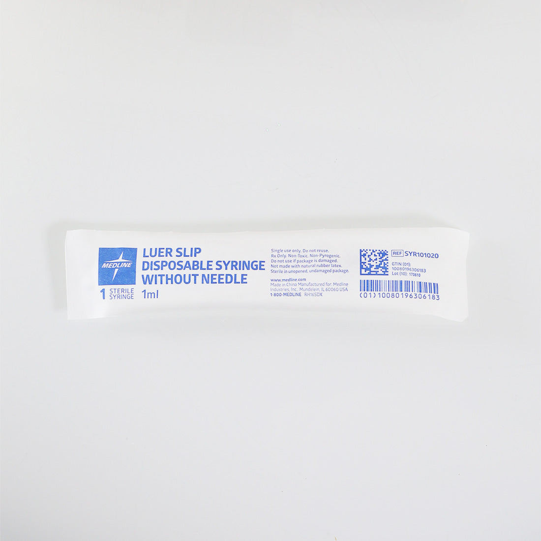 Medline Luer Slip Disposable Syringe Without Needle SYR101020 x6 Pack