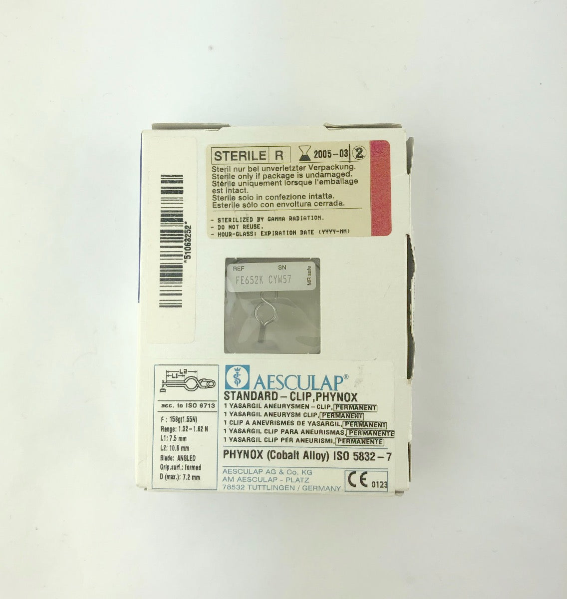 Aesculap Standard Clip Phynox Yasargil Aneurysm Clip FE652K Expired