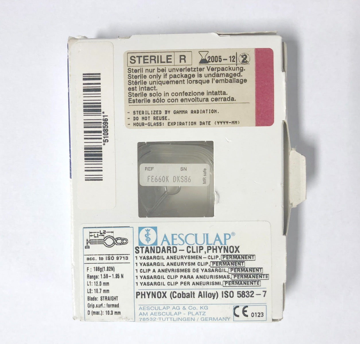 Aesculap Standard Clip Phynox Yasargil Aneurysm Clip FE660K Expired