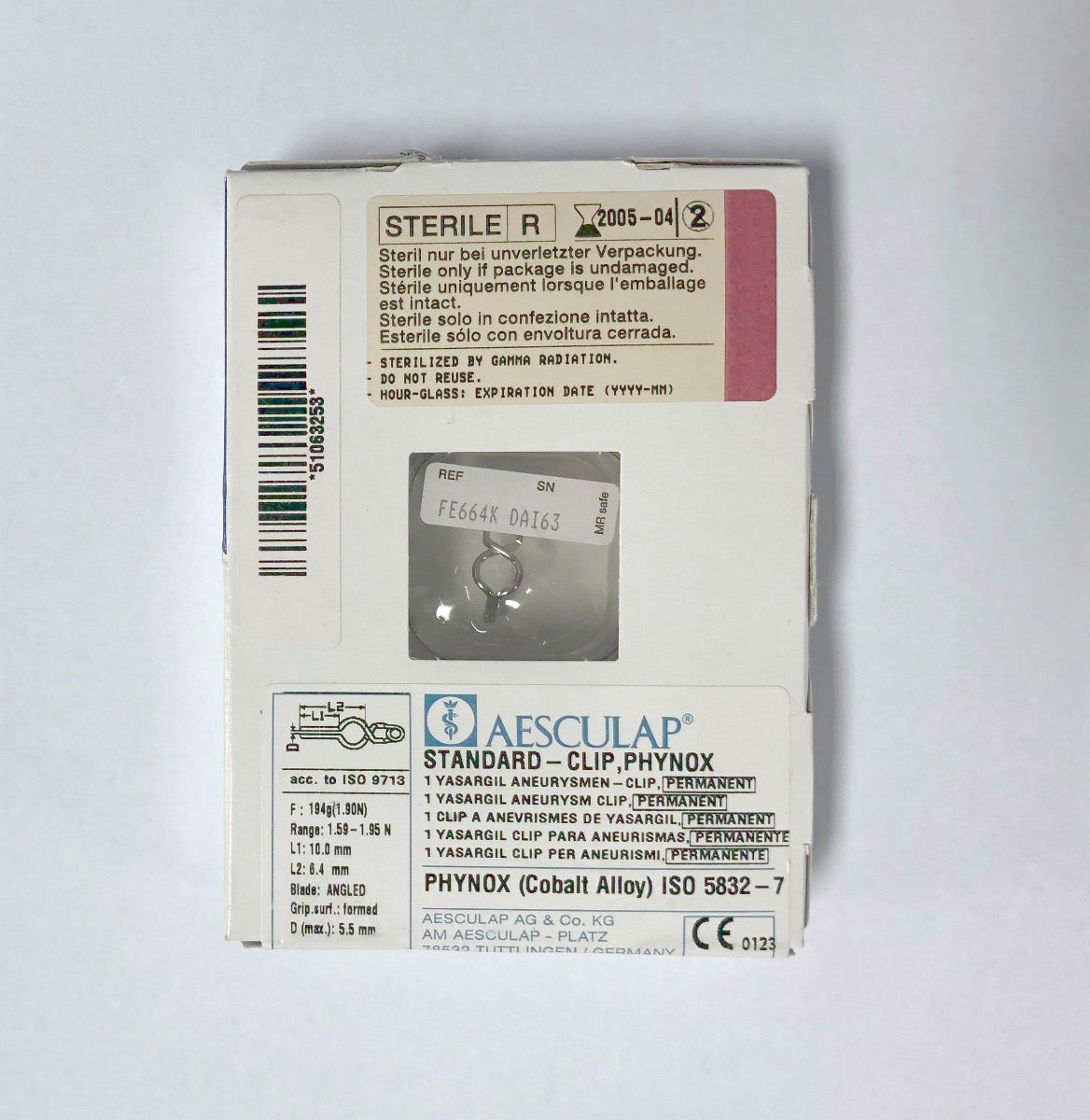 Aesculap Standard Clip Phynox Yasargil Aneurysm Clip FE664K Expired