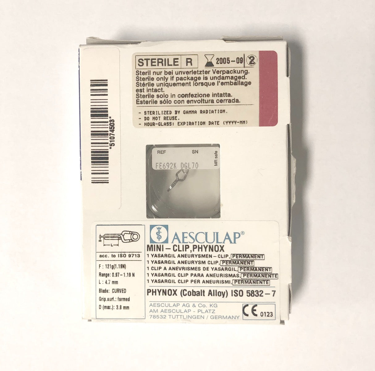 Aesculap Mini Clip Phynox Yasargil Aneurysm Clip FE692K Expired