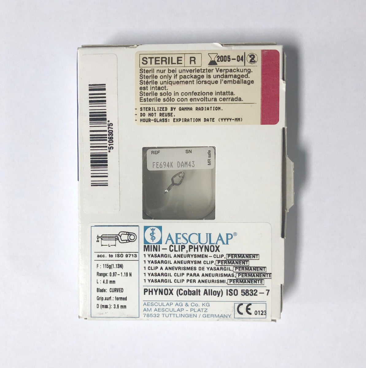 Aesculap Mini Clip Phynox Yasargil Aneurysm Clip FE694K Expired
