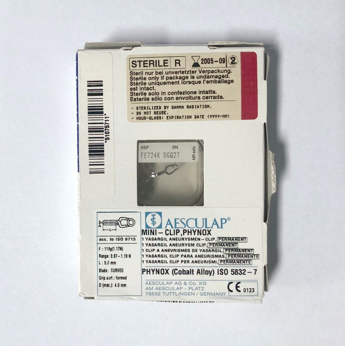 Aesculap Mini Clip Phynox Yasargil Aneurysm Clip FE724K Expired