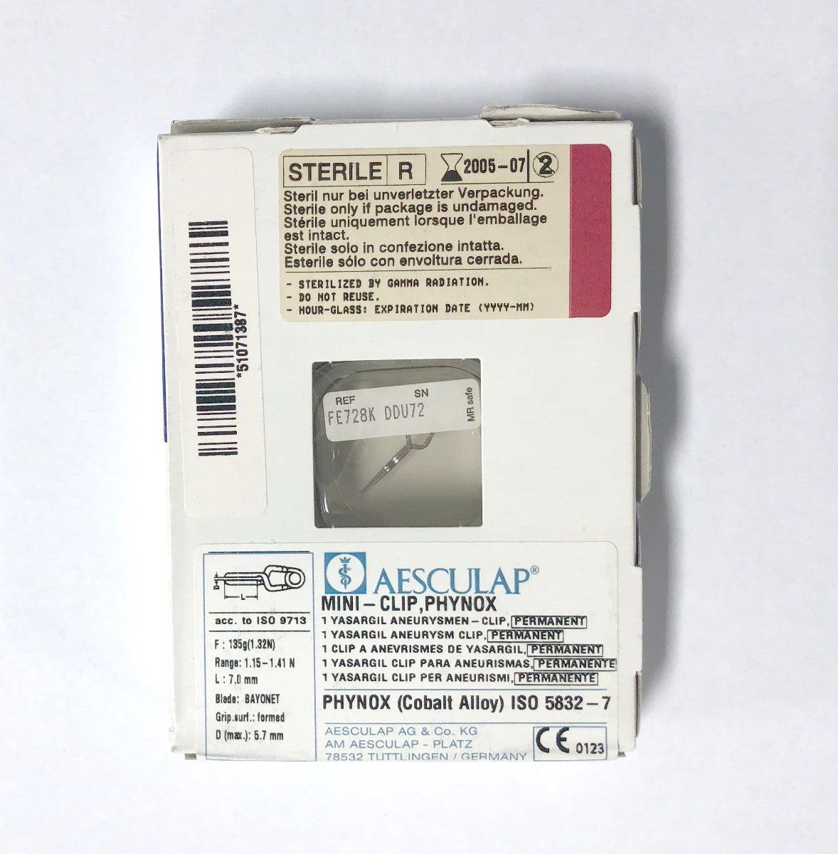 Aesculap Mini Clip Phynox Yasargil Aneurysm Clip FE728K Expired