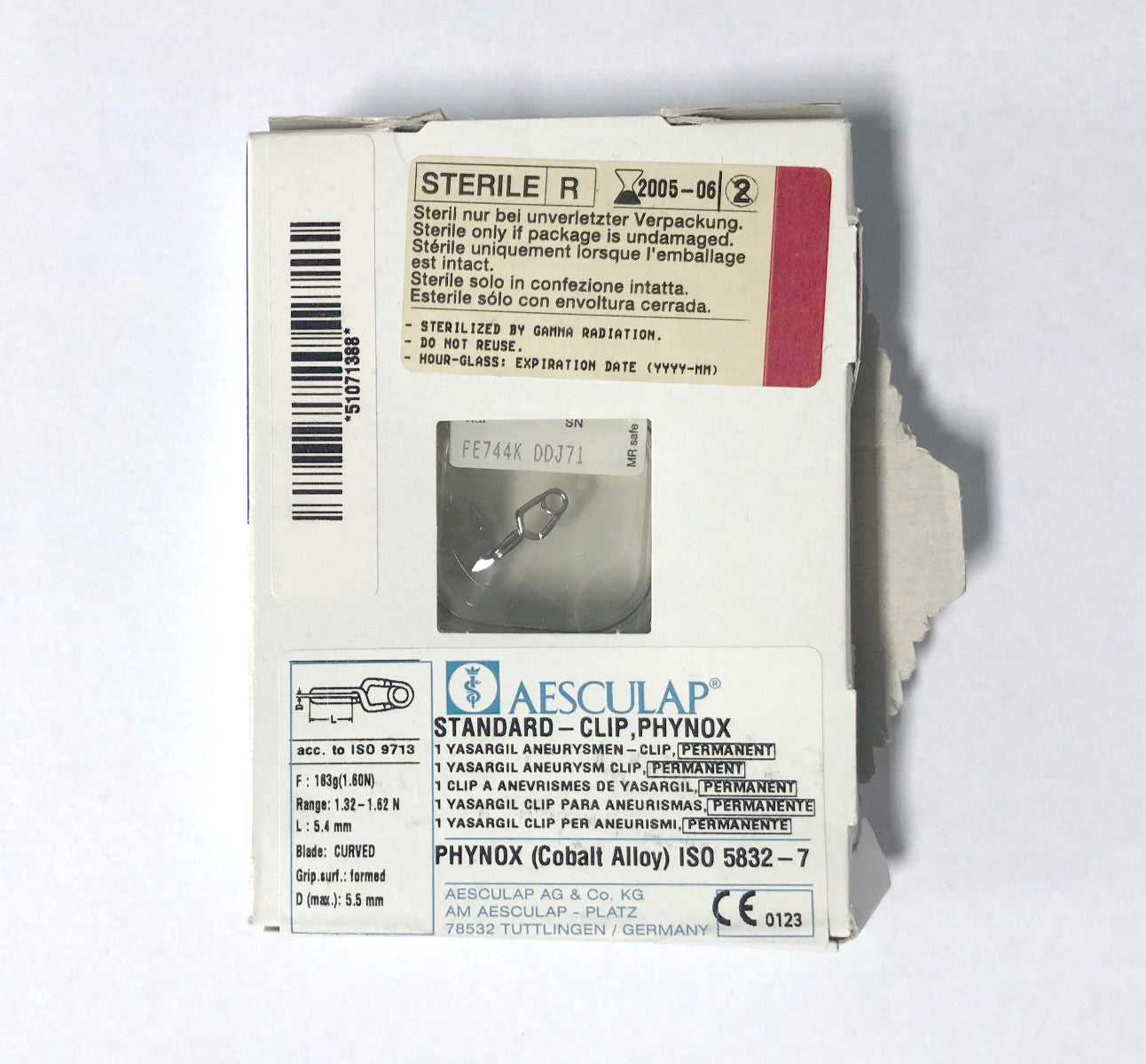 Aesculap Standard Clip Phynox Yasargil Aneurysm Clip FE744K Expired