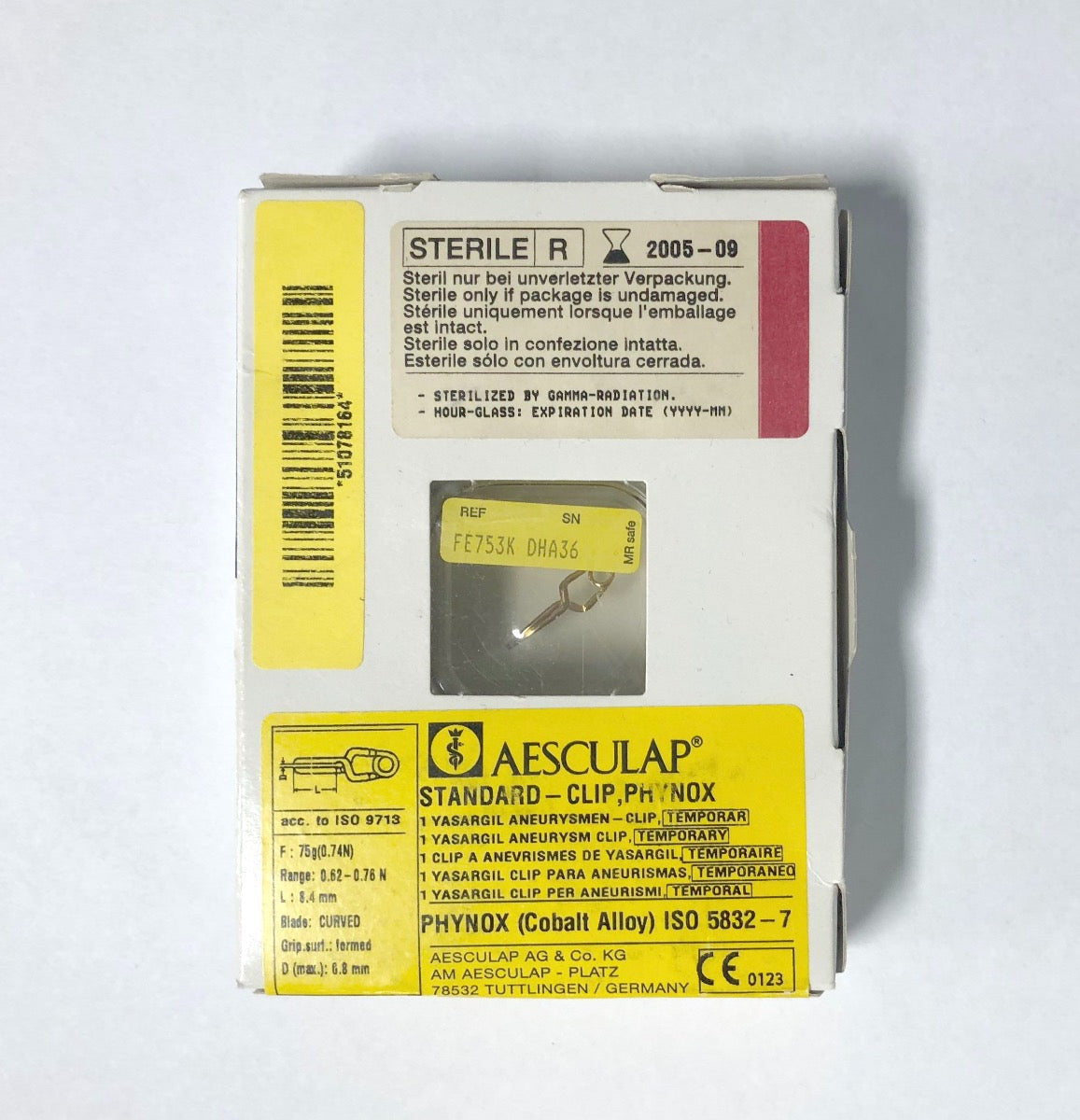 Aesculap Standard Clip Phynox Yasargil Aneurysm Clip FE753K Expired
