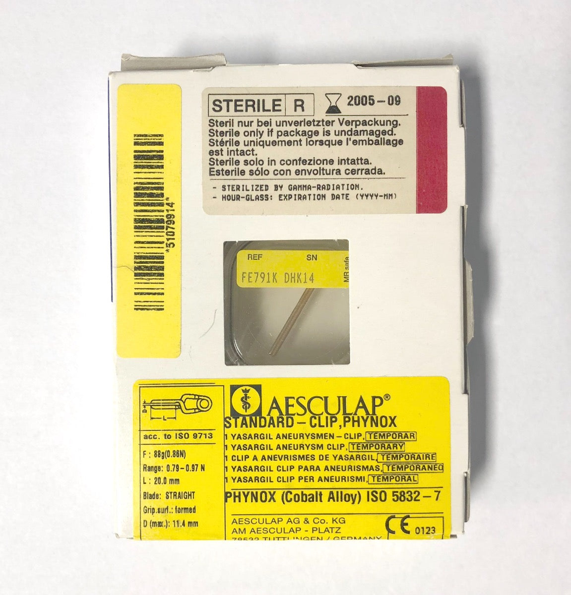 Aesculap Standard Clip Phynox Yasargil Aneurysm Clip FE791K Expired