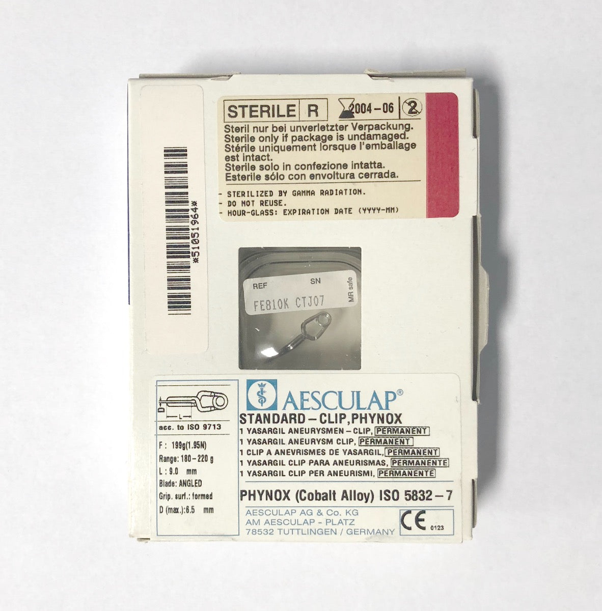 Aesculap Standard Clip Phynox Yasargil Aneurysm Clip FE810K Expired