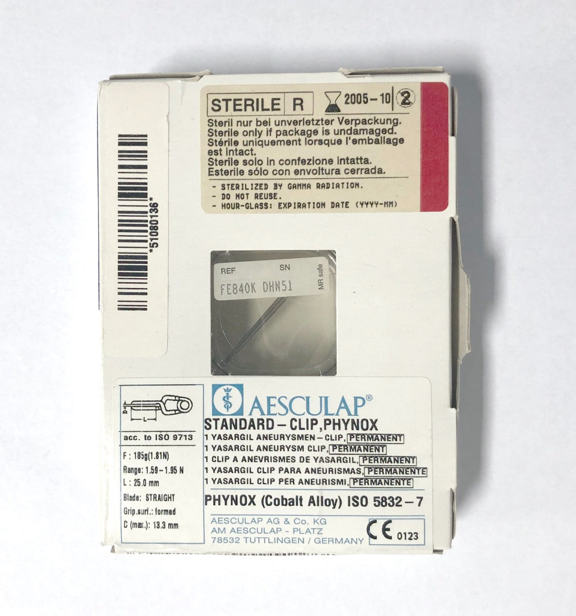 Aesculap Standard Clip Phynox Yasargil Aneurysm Clip FE840K Expired