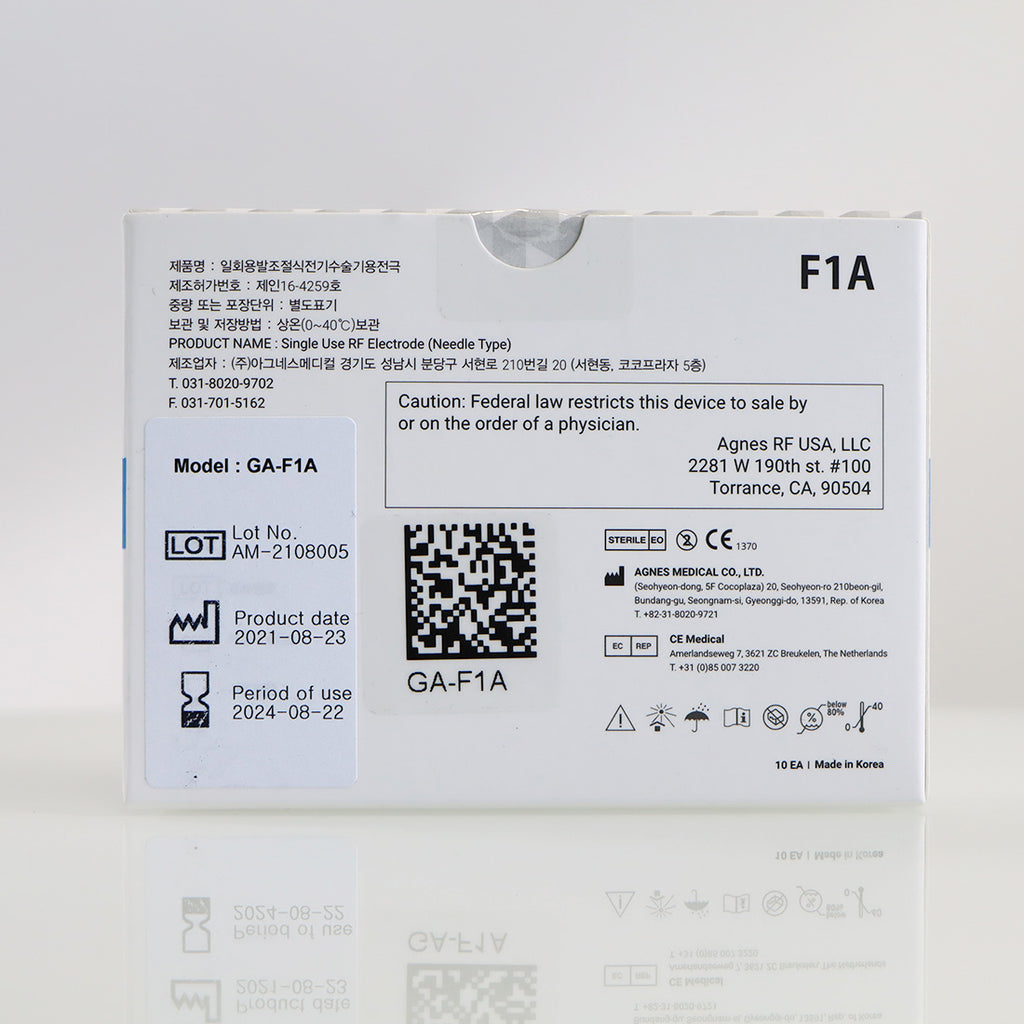 Agnes Medical RF Electrode Needle Type Micro-Insulated Model GA-F1A - 10-Pack