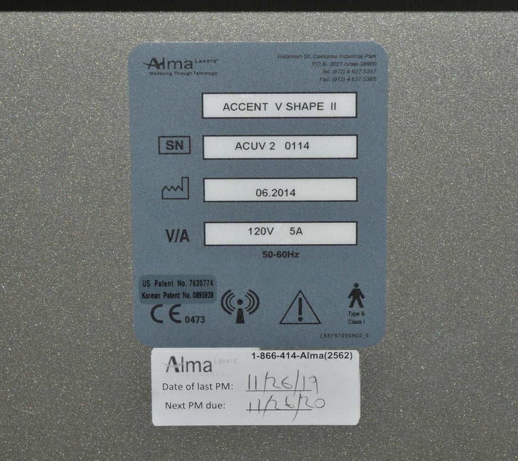 Alma Accent V Shape 2 II RF Ultrasound 5 HP Wrinkles Acne Body Contouring Scars