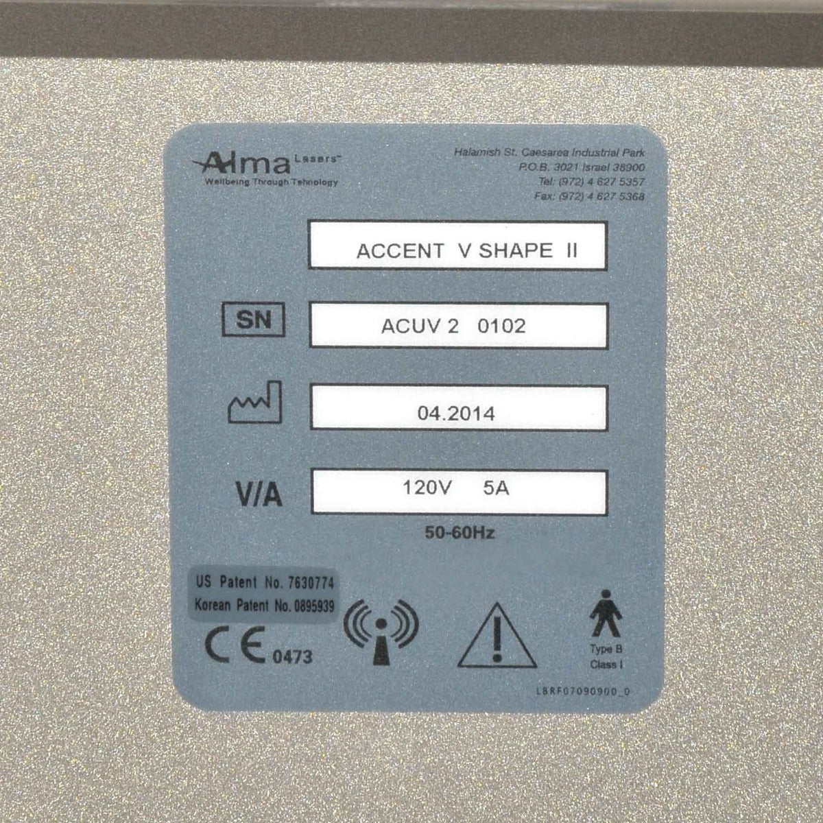 Alma Accent V Shape II 2 RF Ultrasound Body Contouring Acne Scars Wrinkles 2 HP