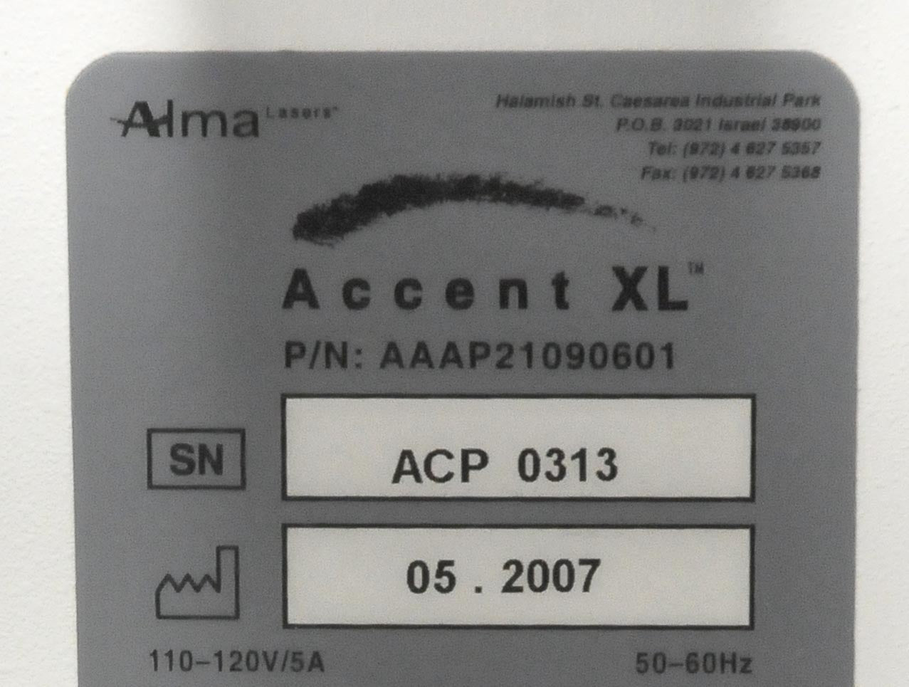 Alma Accent XL Laser w 2 HandPieces: BiPolar UniLarge Cellulite Reduction 2007