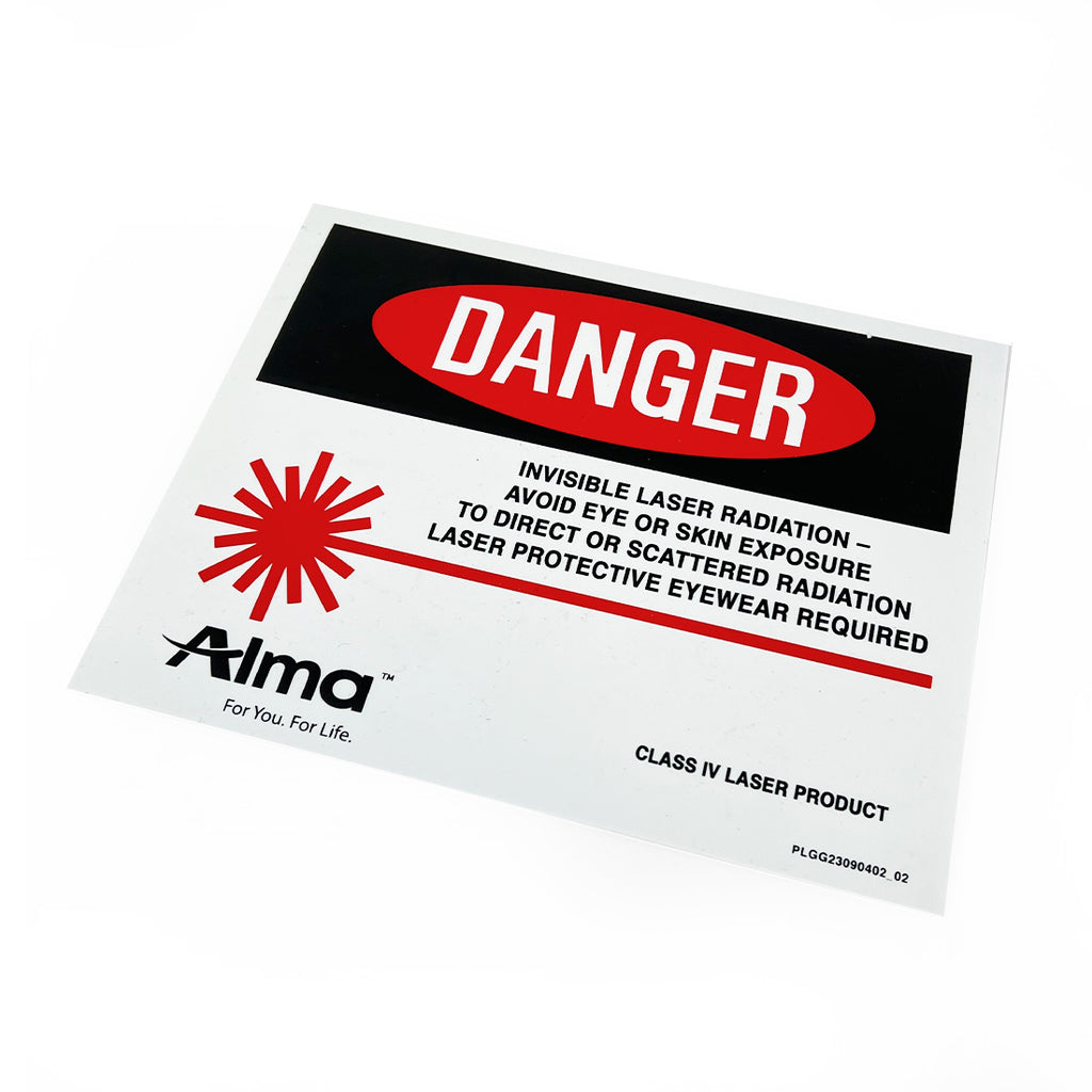 Alma Class IV Laser Treatment Room Danger Eye Protection Warning Sign 7.5x9"