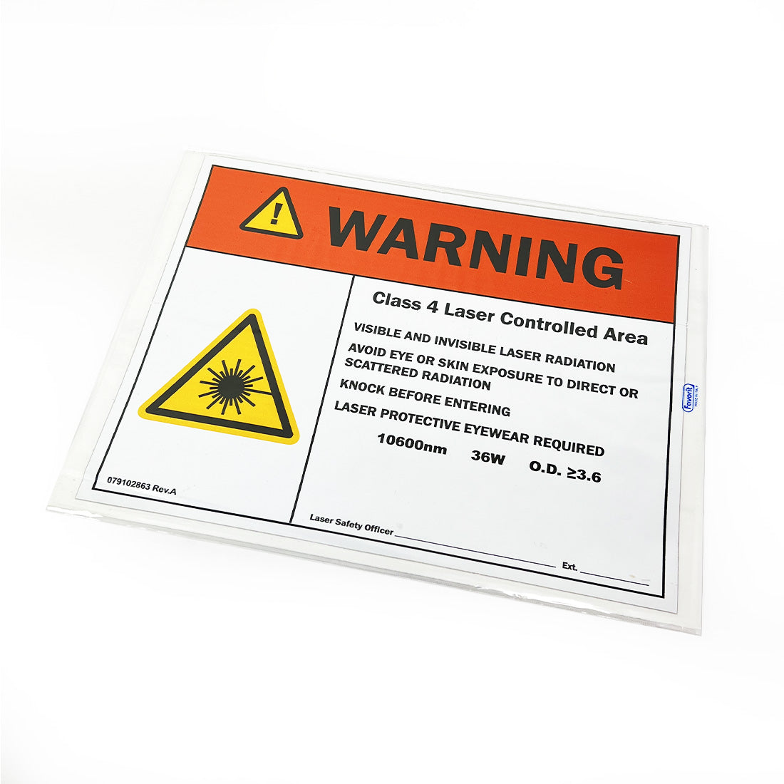 Deka Danger Class 4 Laser Controlled Area Sign 079102863 REV.A