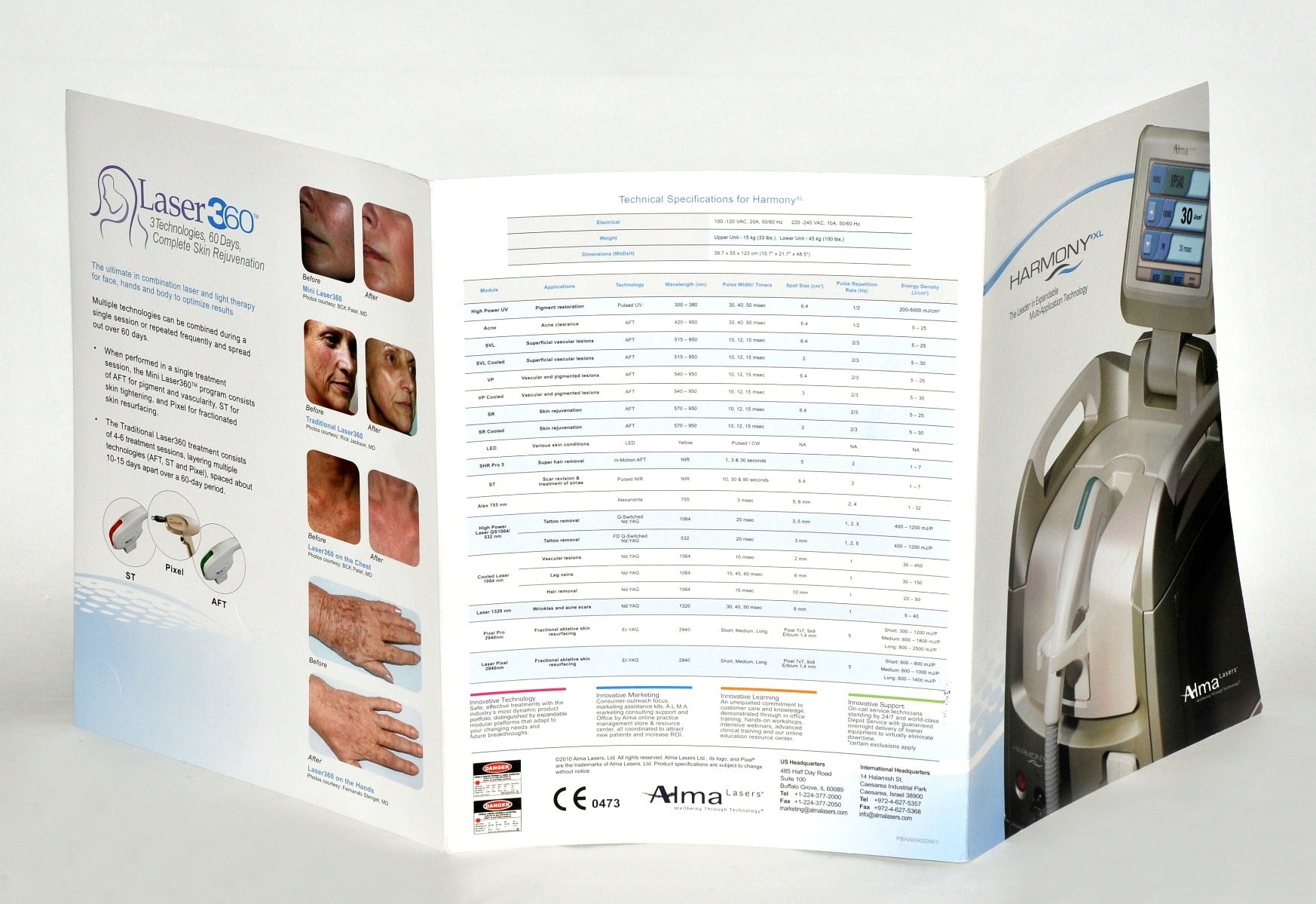 Alma HARMONY XL Laser Technical Specs SR SHR SR AFT Nd:Yag Er:YAG Alex Brochure