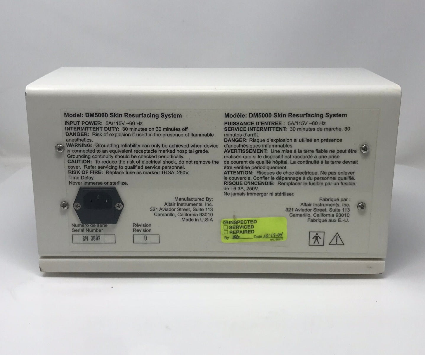 Altair Diamond Tome Skin Resurfacing Vacuum Microdermabrasion System DM5000