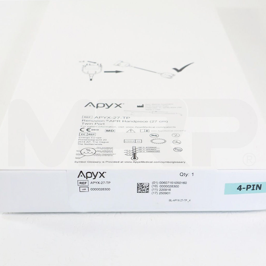 Renuvion APR Twin Port 27mm Handpiece Electrosurgical RF Generator APYX-27-TP 4 Pin EXP 08/2025
