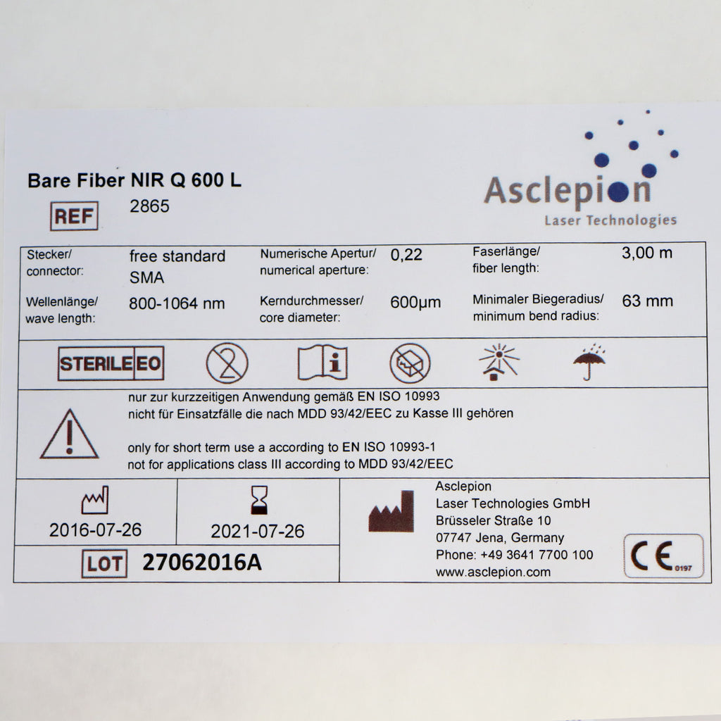 Asclepion Laser Tec 2865 Bare Fiber NIR Q 600 L 800-1064nm 63mm EXP2021