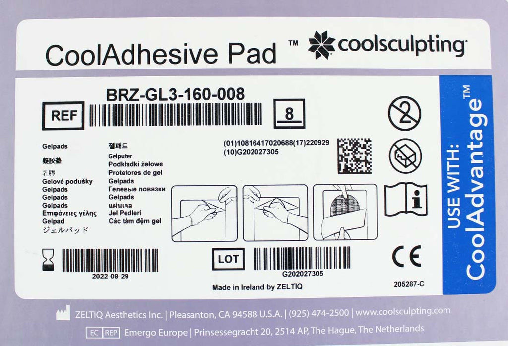 Zeltiq CoolSculpting Cool ADVANTAGE BRZ-GL3-160-008 CoolAdhesive Pads 8PK 2022