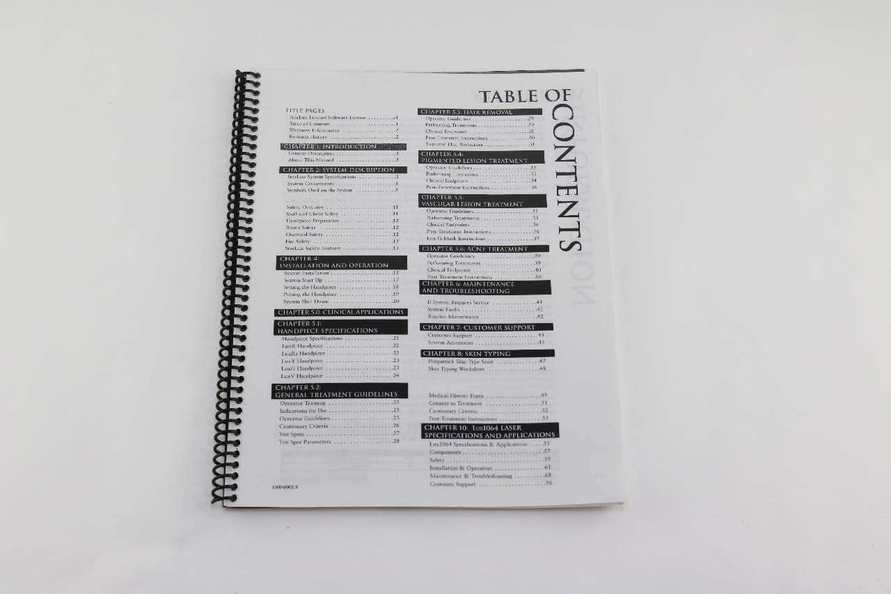2005 Palomar Starlux 300 Laser IPL Operator User Manual 1500-0002 REV B V2