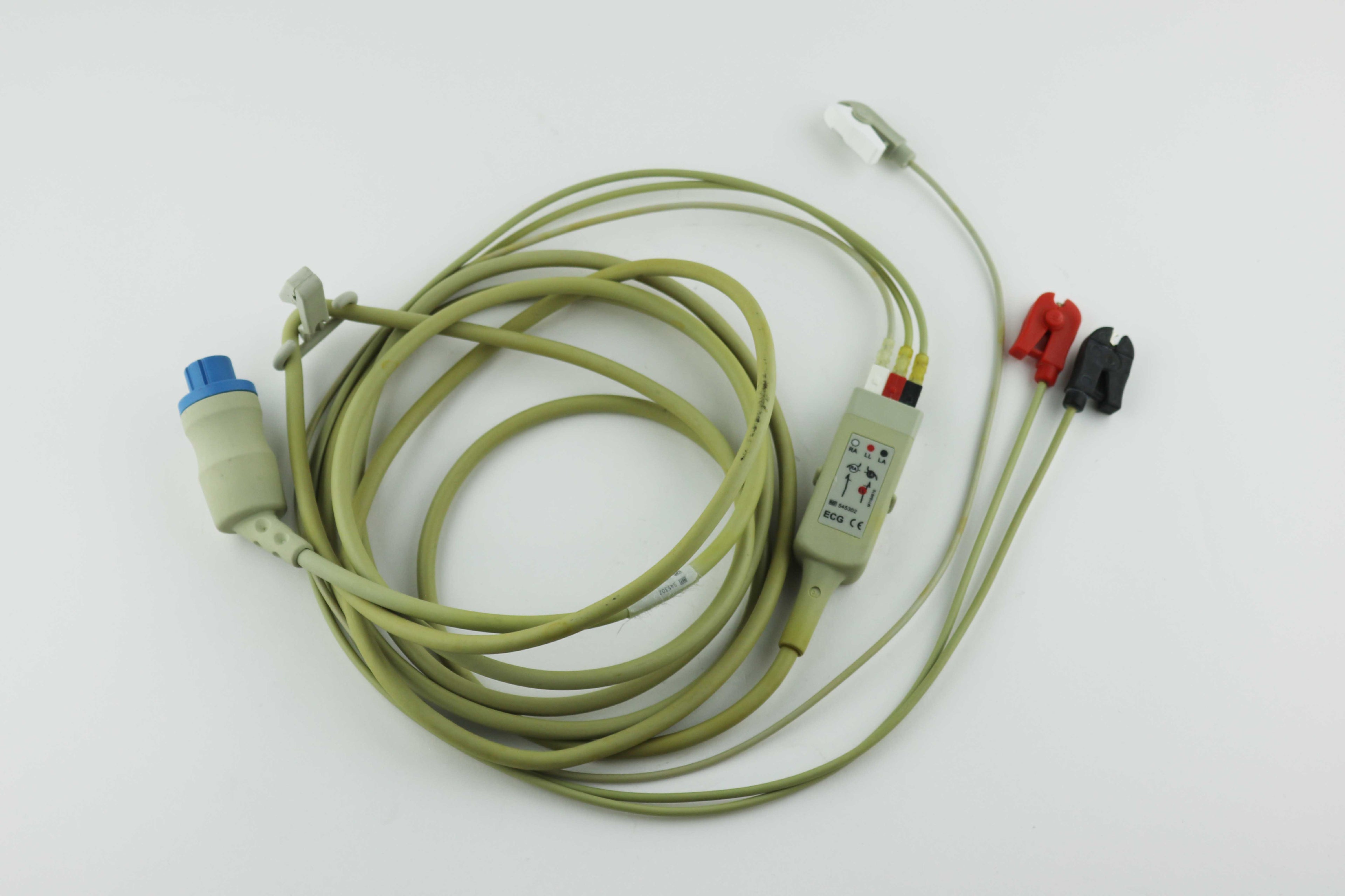 Datex-Ohmeda 545302 3-Lead ECG Trunk Cable 10FT w/ Clamp Leads UNTESTED