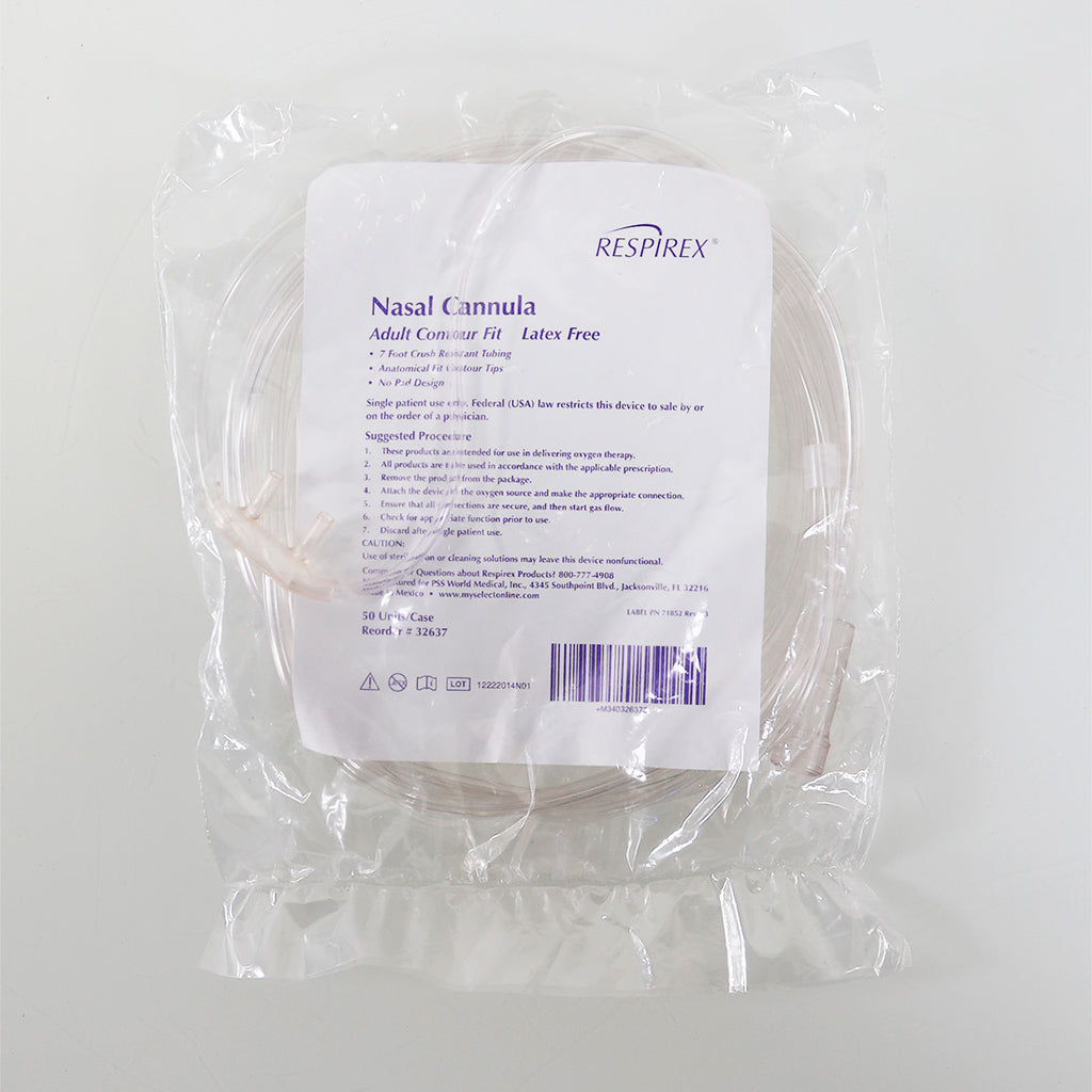 Respirex Nasal 7 foot Cannula Adult Contour Fit Tip Latex Free x5pc 71852