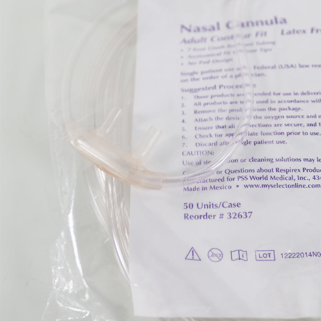 Respirex Nasal 7 foot Cannula Adult Contour Fit Tip Latex Free x5pc 71852