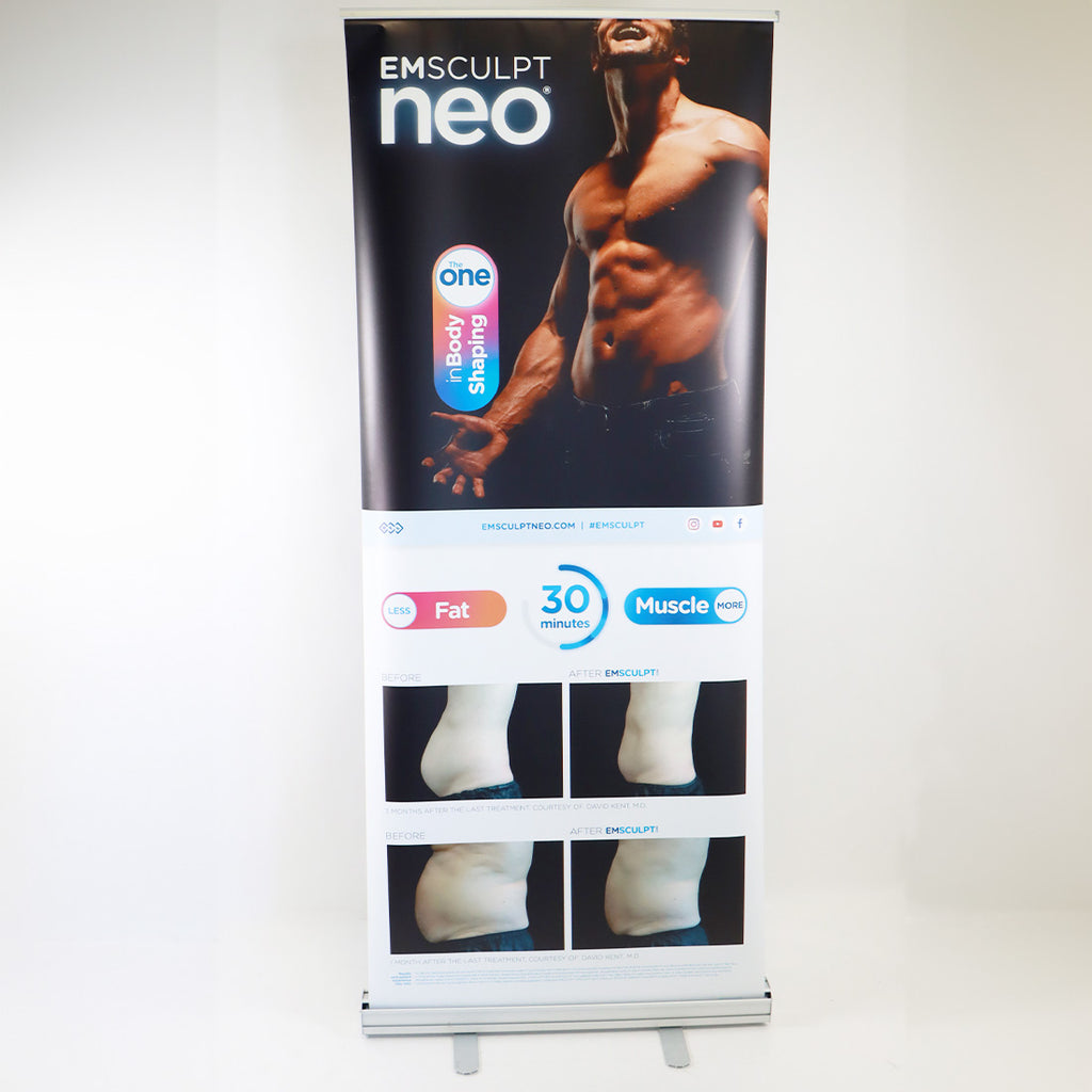 BTL EMSculpt NEO Less Fat Muscle More Office Marketing Banner 34in x 82in Sculpt