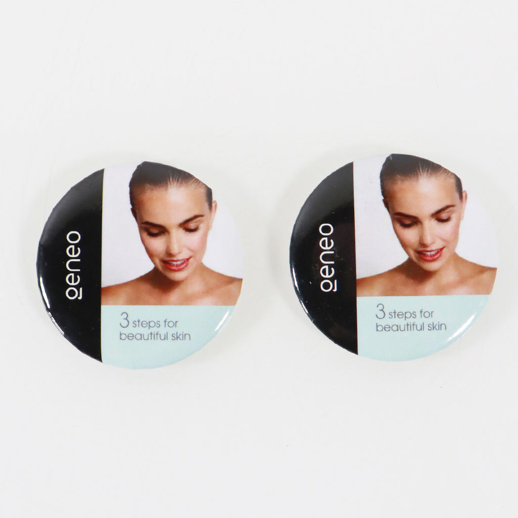 Geneo '3 Steps For Beautiful Skin' Magnetic Button Marketing Advertising x2