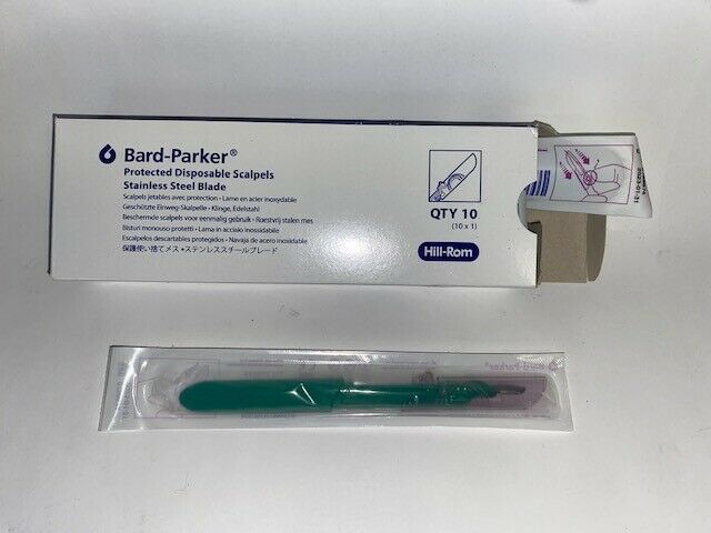 Bard-Parker 10 Stainless Steel Blades Protected Disposable Scalpels Per Box