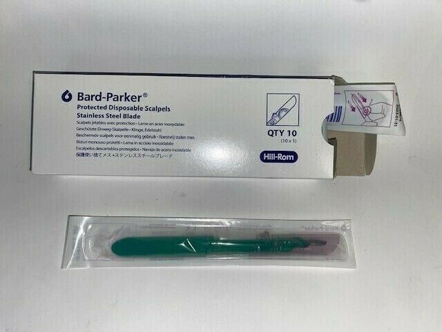 Bard-Parker Protected Disposable Scalpels Stainless Steel Blade QTY 10 Per Box