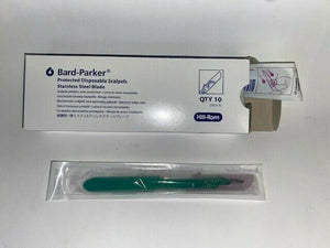 Bard-Parker Protected Disposable Scalpels Stainless Steel Blade QTY 10 Per Box