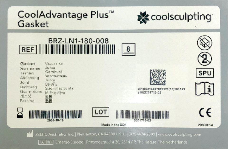 Zeltiq CoolSculpting BRZ-LN1-180-008 Cool ADVANTAGE PLUS Gaskets 5PK EXP 2020