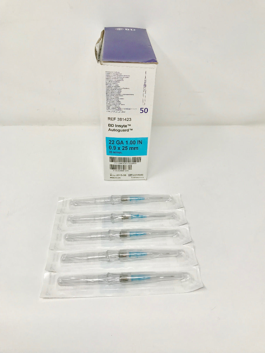 BD Insyte Autoguard 22GA 1in 0.9mm x 25mm Vialon Instaflash 381423 EXP2015 37pk