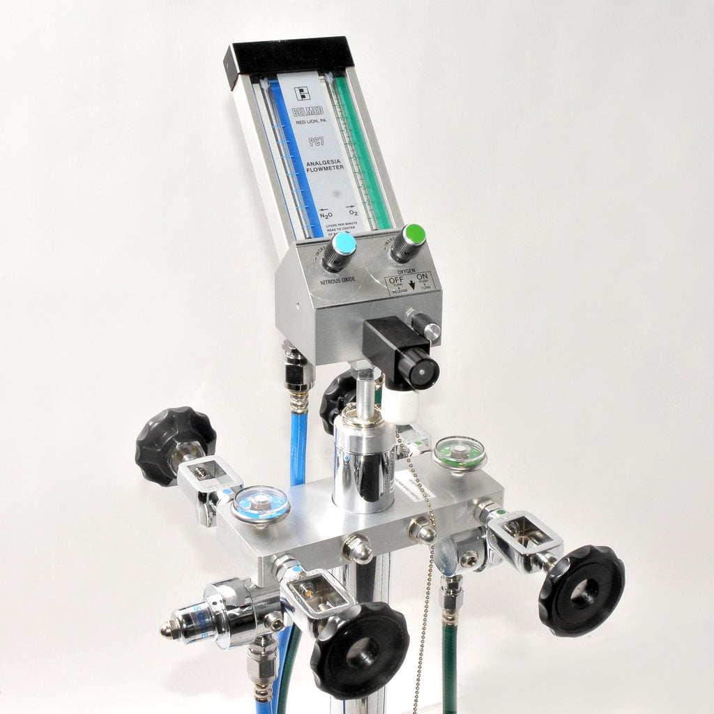Belmed PC7 Analgesia Flowmeter Nitrous Oxide N2O Oxygen Portable Stand Dental