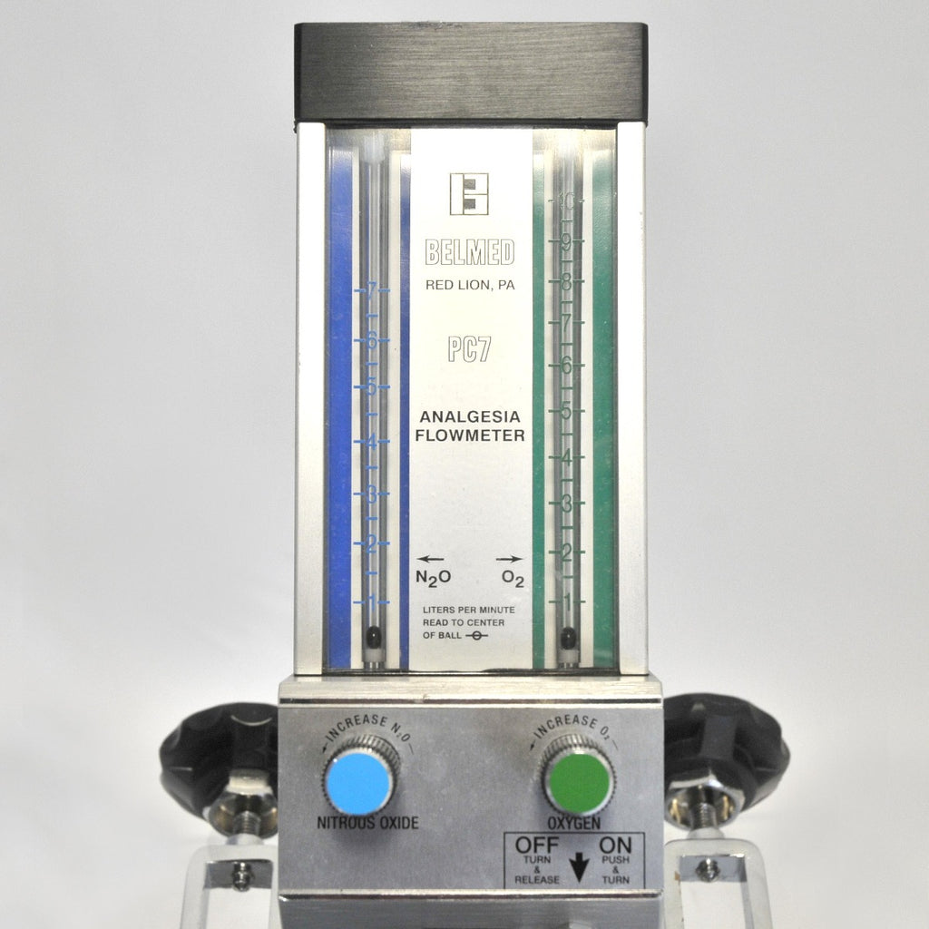 Belmed PC7 Analgesia Flowmeter Nitrous Oxide N2O Oxygen Portable Stand Dental