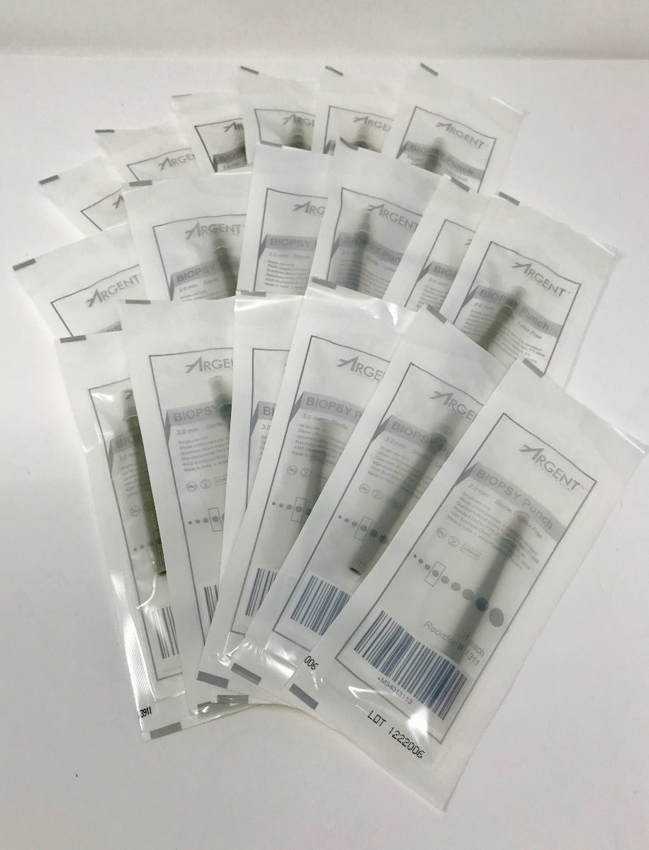Biopsy Punch Argent 3.0 mm Clinical Testing Research Disposable Gray Lot of 18