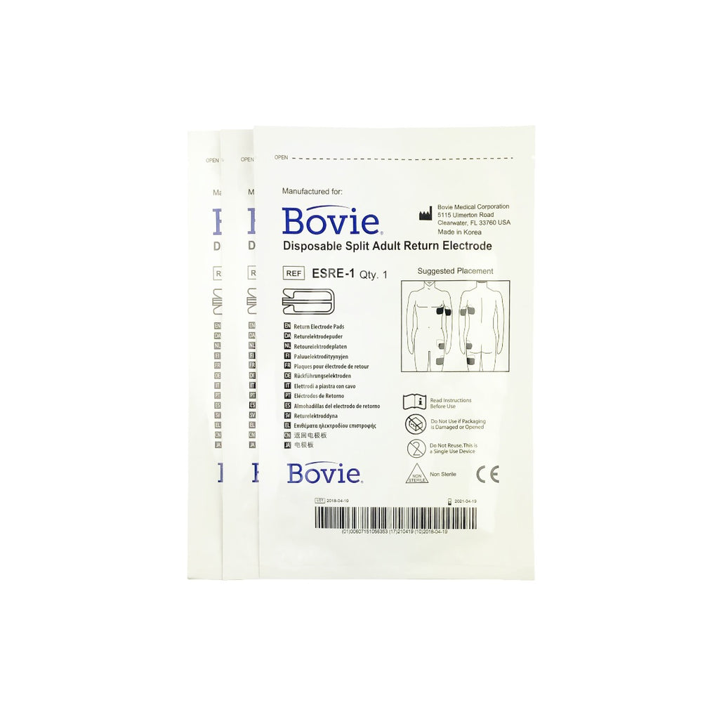 Bovie ESRE-1 Disposable Split Return Electrode Exp. 4/21 - 3 Pack