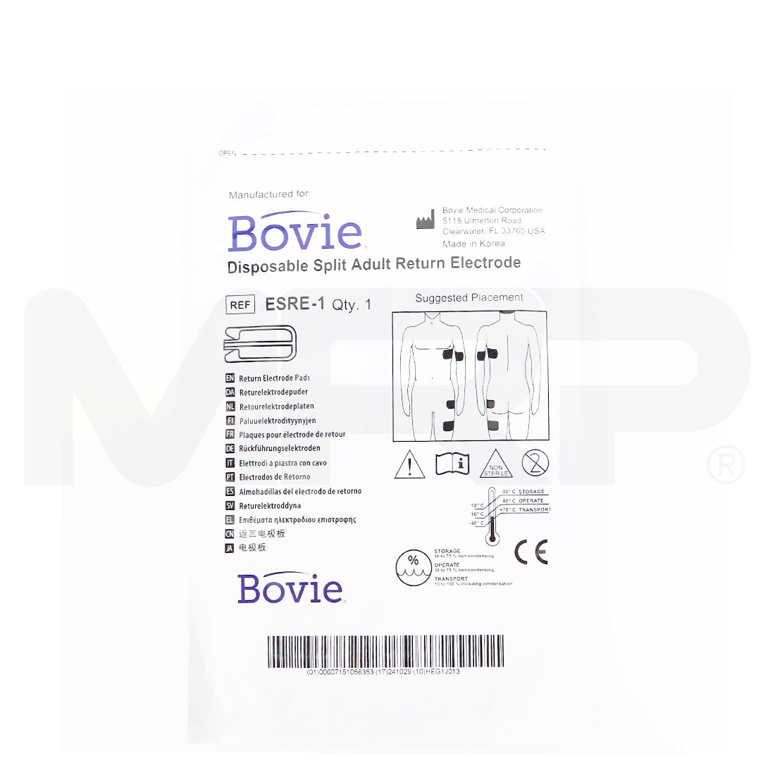 Bovie Disposable Split Adult Electrode Electrosurgical Ground Pad ESRE-1 10-Pack