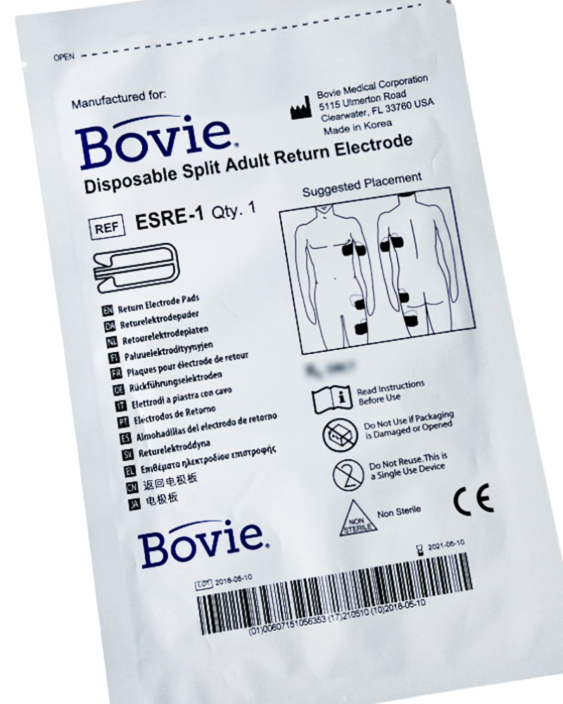 Bovie Disposable Split Adult Electrode Electrosurgical Ground Pad ESRE-1 5x Pack