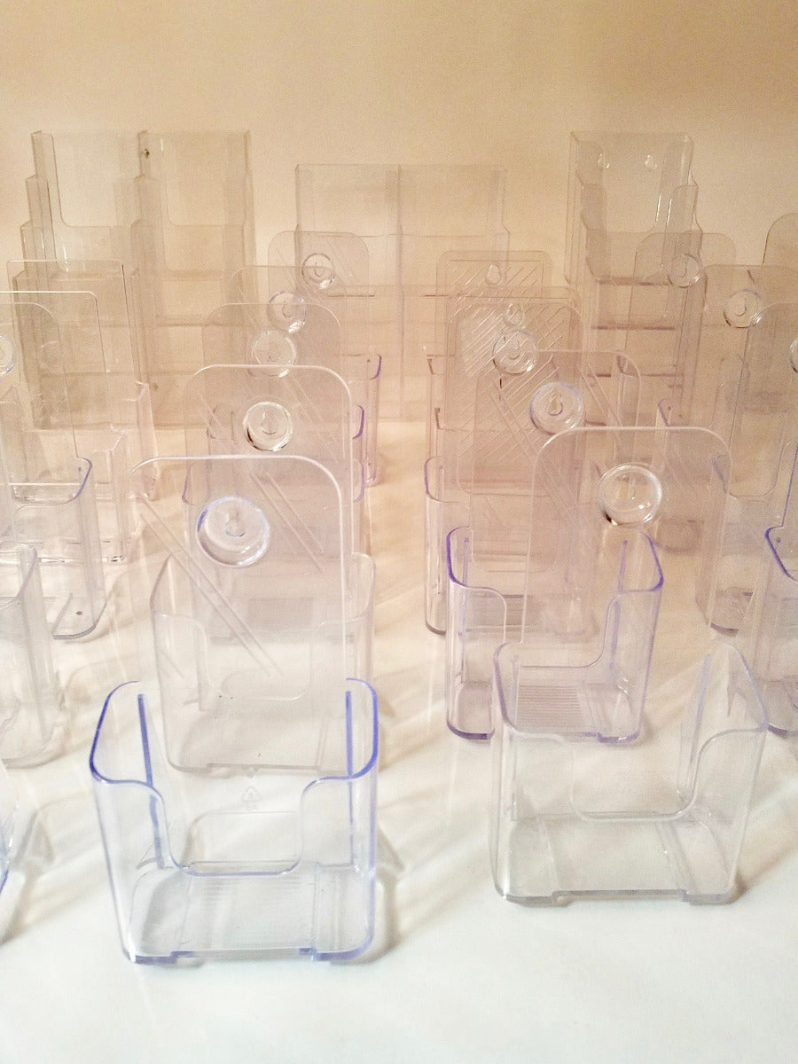 Brochure Display Info and Advertising Acrylic Holders Lot of 32 Various Sizes
