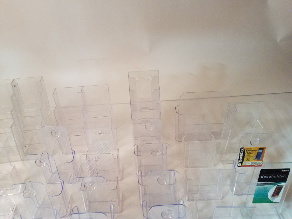 Brochure Display Info and Advertising Acrylic Holders Lot of 32 Various Sizes