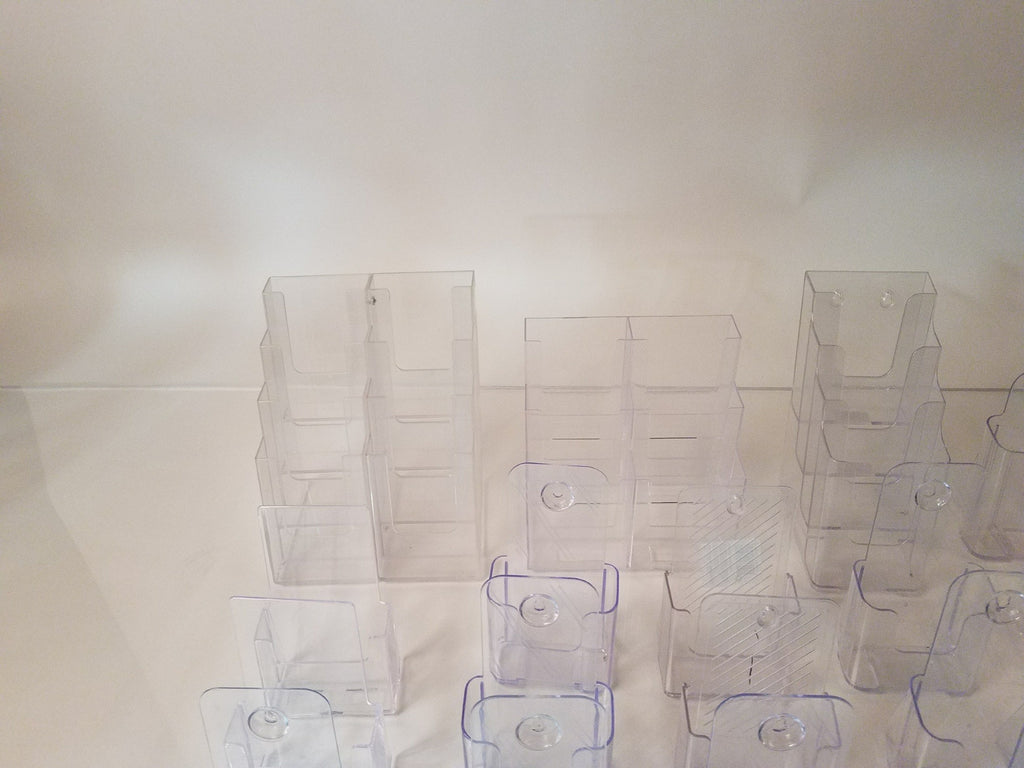 Brochure Display Info and Advertising Acrylic Holders Lot of 32 Various Sizes