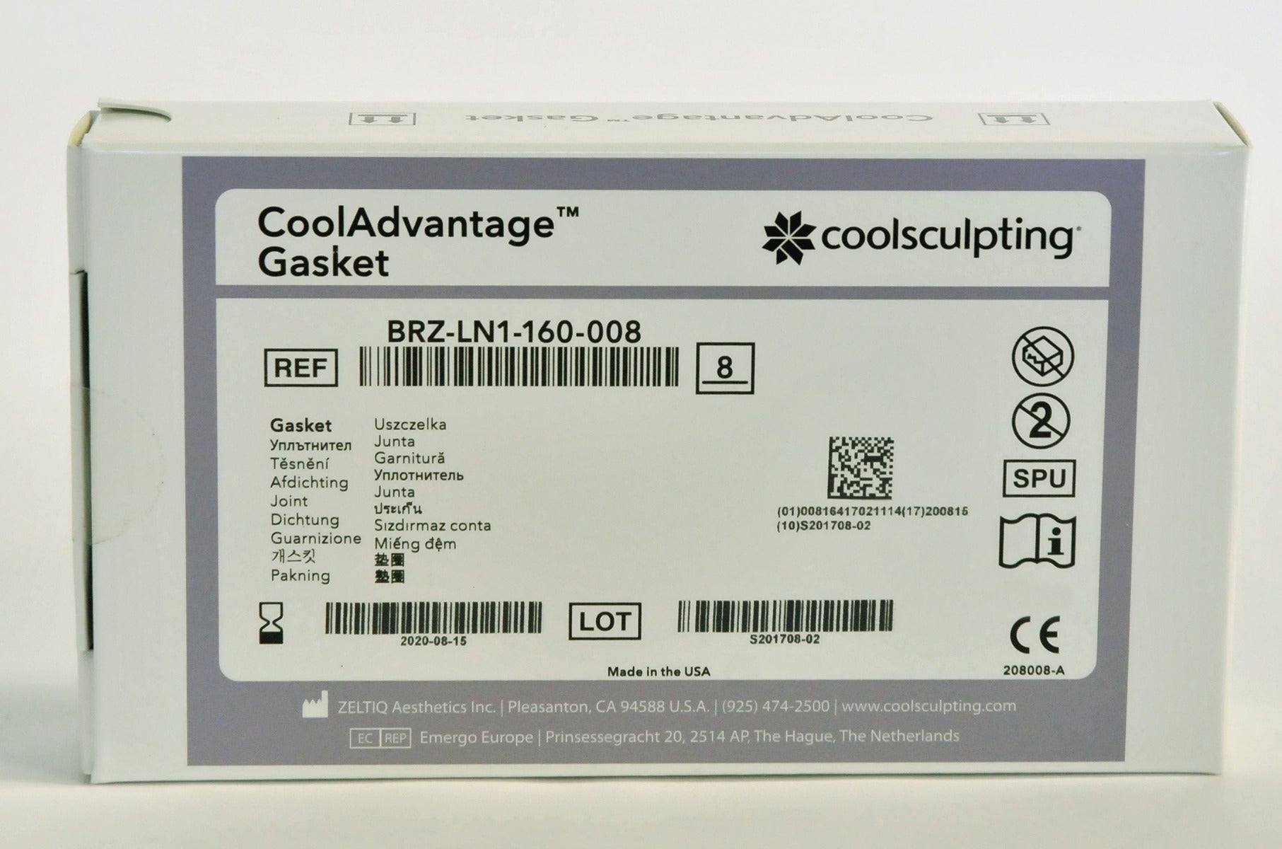 ZELTIQ CoolSculpting CoolAdvantage Applicator Gaskets BRZ-LN1-160-008 08/2020