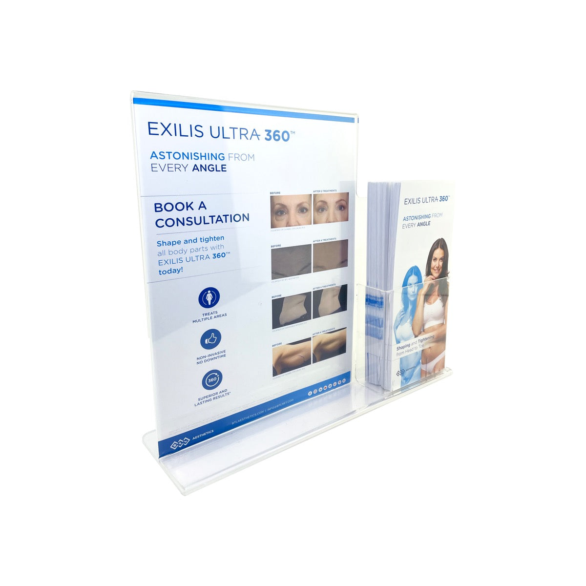 BTL Exilis Ultra 360 B&A Front Desk Stand Display & Brochure Holder