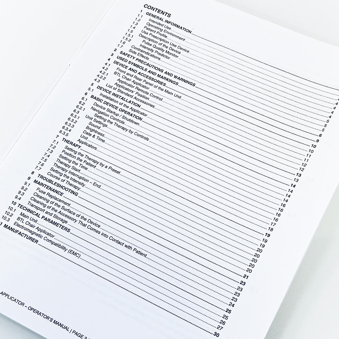 BTL Emsella Chair Applicator operator's Manual Booklet 099-80MANCENUS01101
