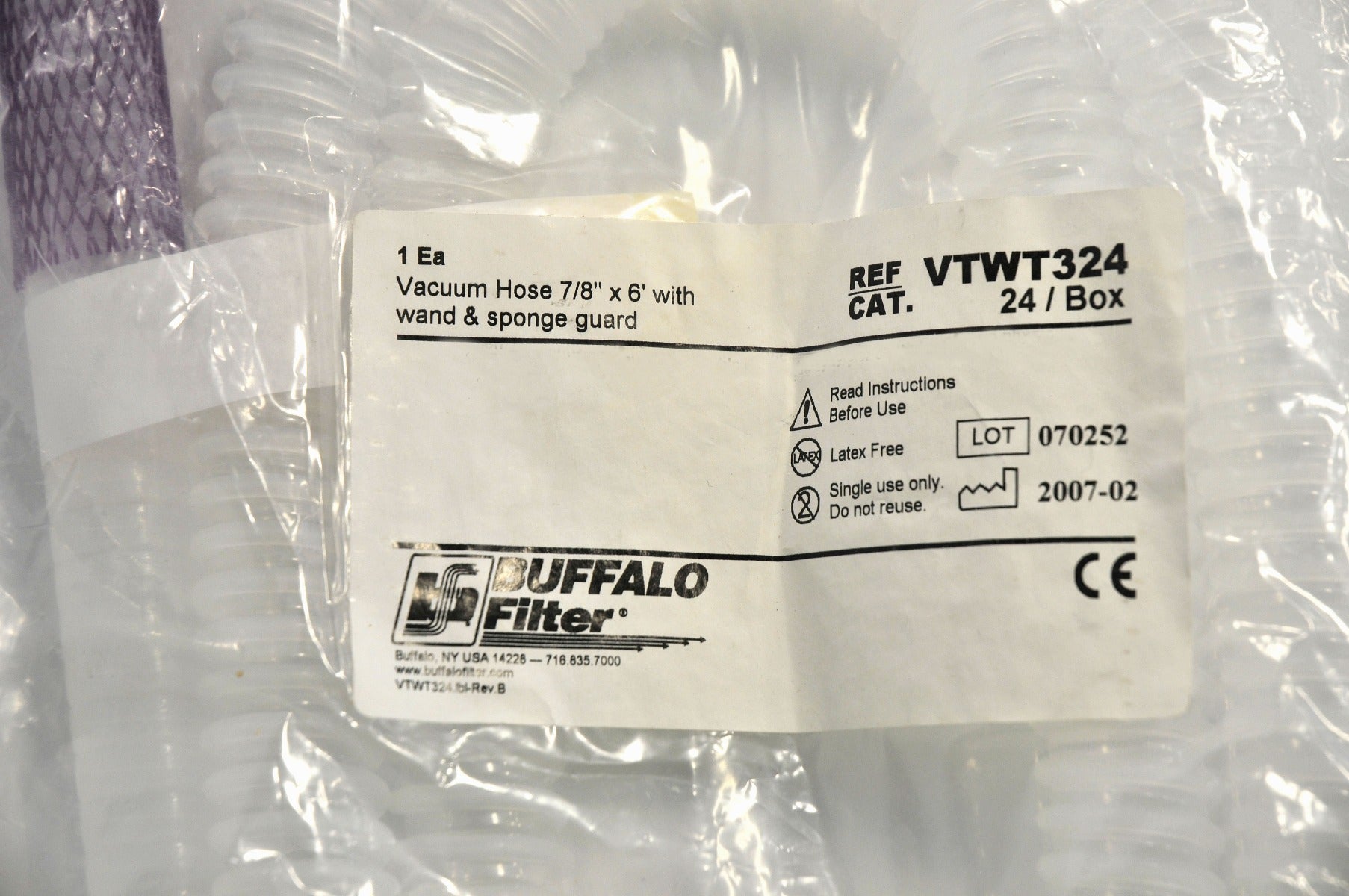 Buffalo Filter VTWT324 Smoke Evacuation Hose Wand Sponge Guard NEW 7/8" x 6' NIP