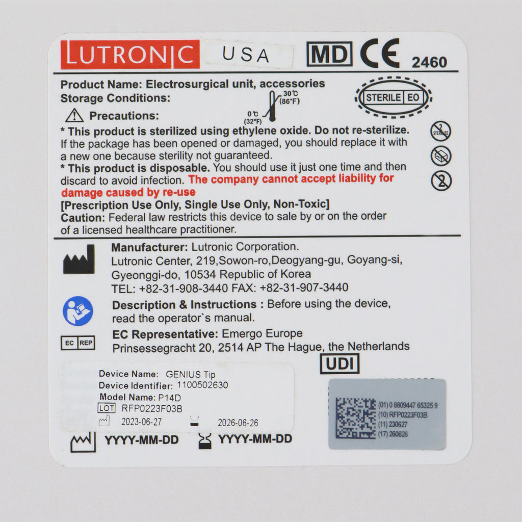 Lutronic Genius P14D Electrosurgical Microneedling Tips - 10-Pack (EXP 06/26/2026)