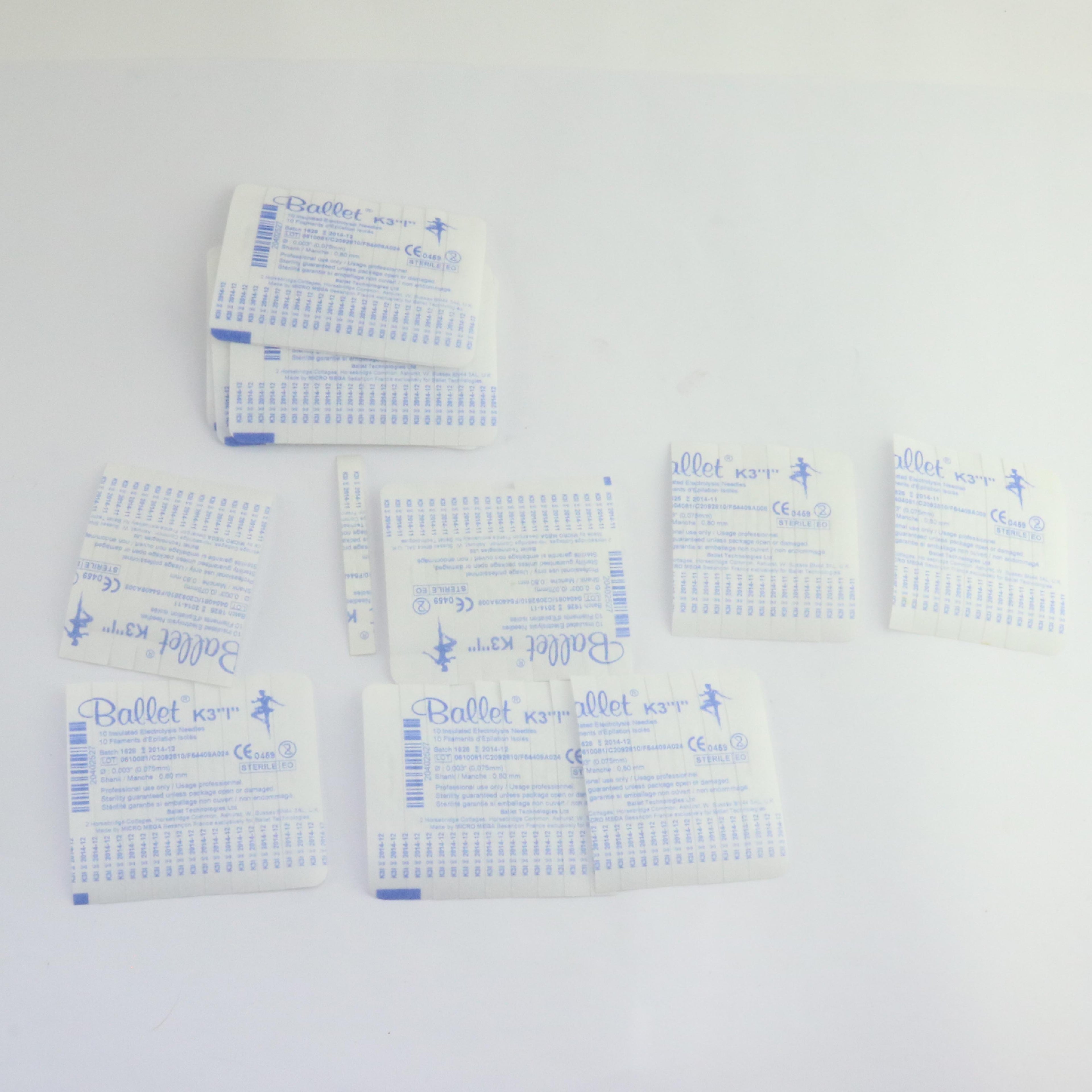 Ballet K3 I Insulated 0.075mm x 0.80mm Electrolysis Needle LOT OF 126 EXP 2014